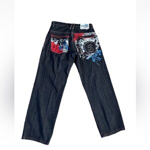 5ive Jungle & Co. Jeans Men's 36x32 Black Baggy Skater Hip-hop Y2K Grunge Rare